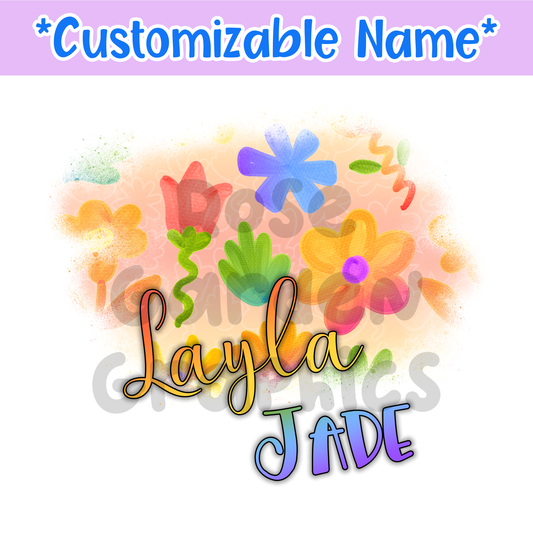 Doodle Flowers Custom PNG ($5 per name file)
