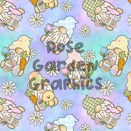 Easter Flower Gnomes Seamless Image