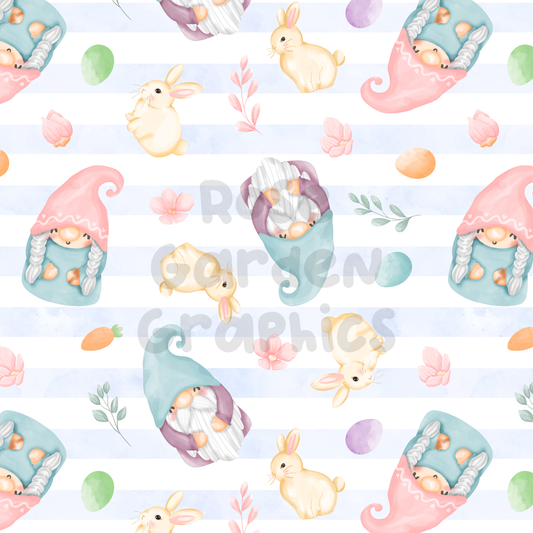 Easter Gnomes and Bunnies Seamless Image