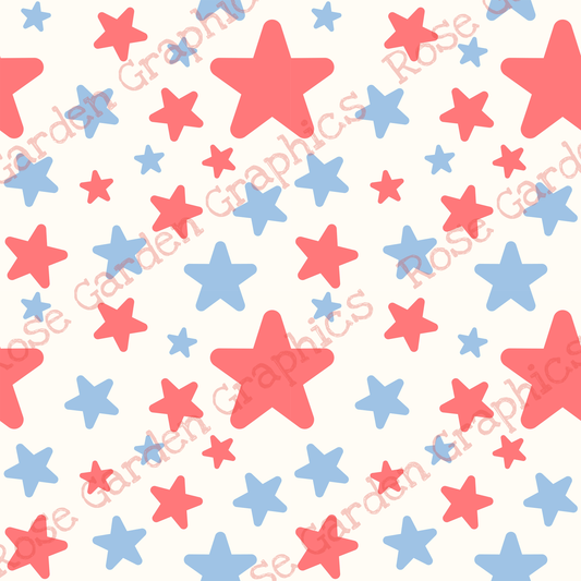 Red and Blue Stars Seamless Image