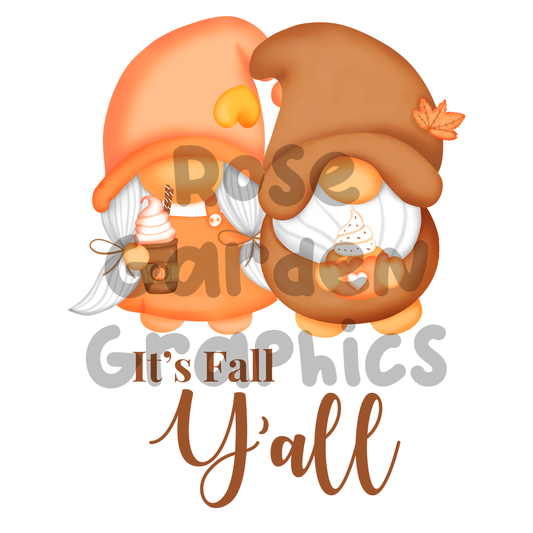 Fall Gnomes "It's Fall Y'all" PNG
