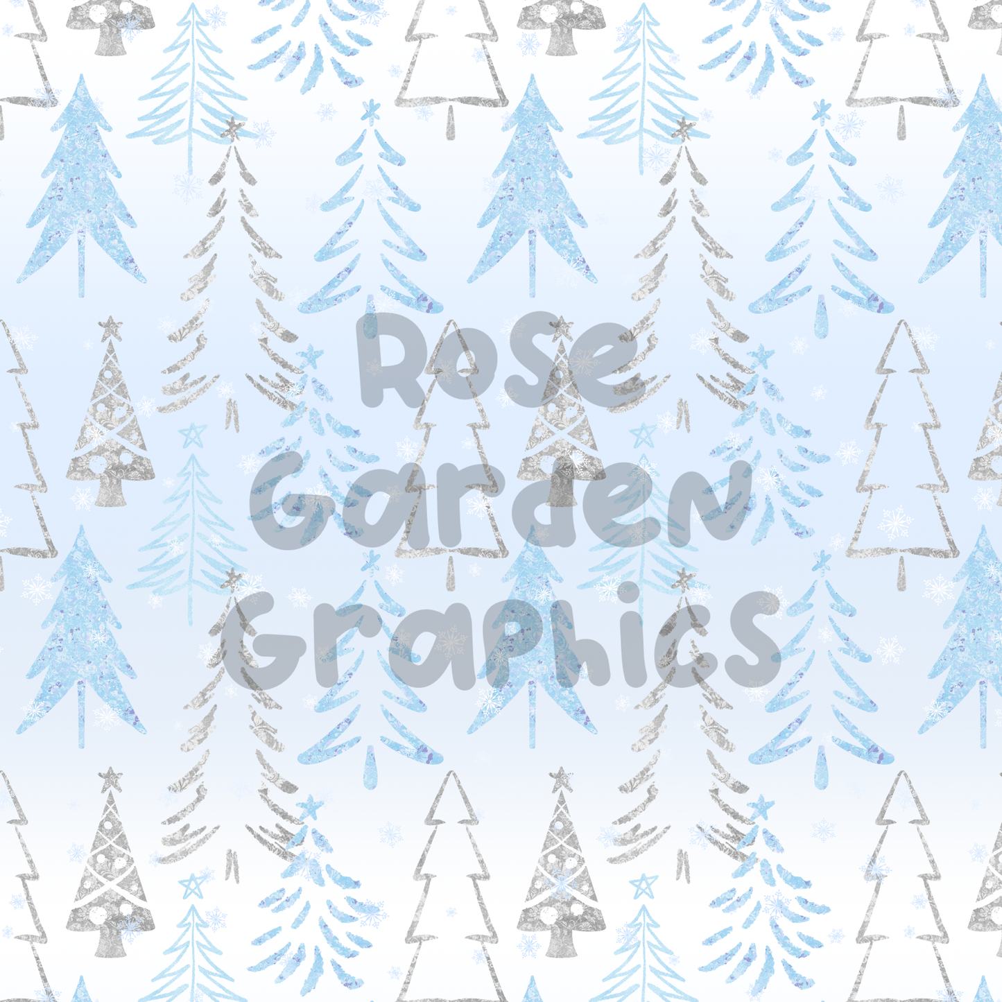 Festive Trees (Blue) Seamless Image