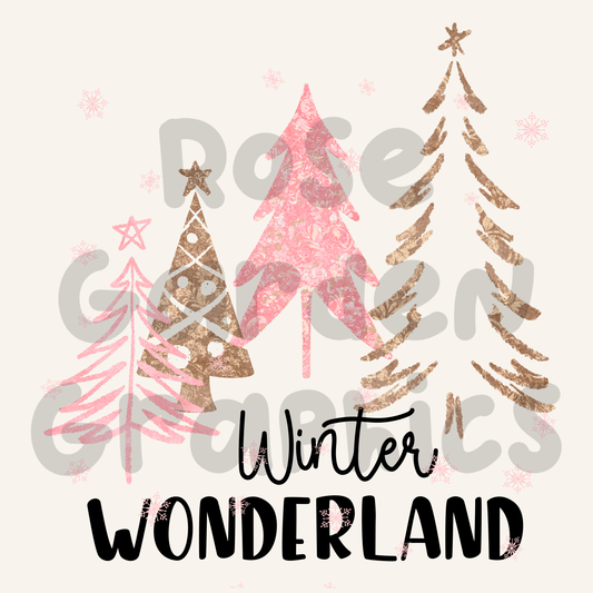 Festive Trees (Pink) "Winter Wonderland" PNG