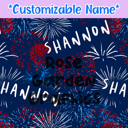 Firework Bursts Custom Name Seamless File ($5 per name file)
