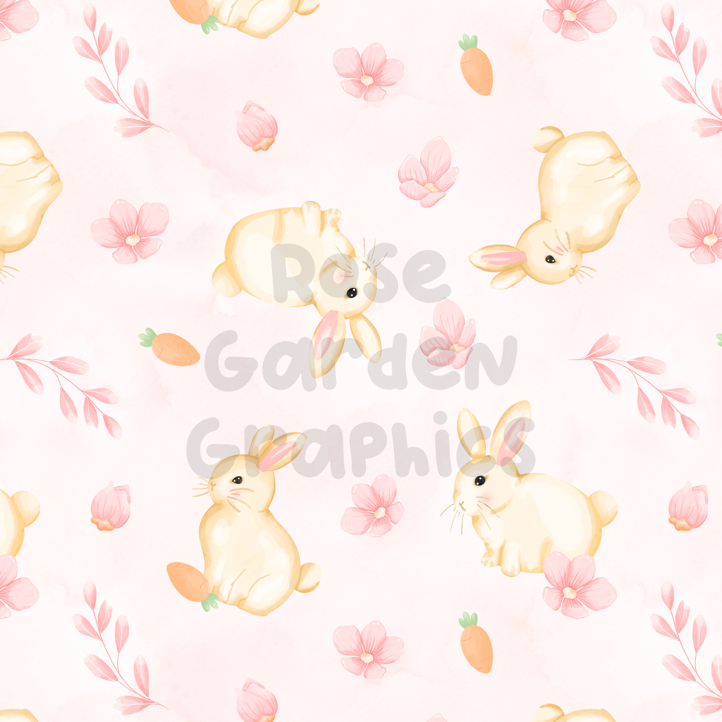 Floral Bunnies Seamless Image