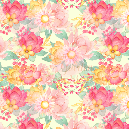 Floral Kittens Coordinate Seamless Image