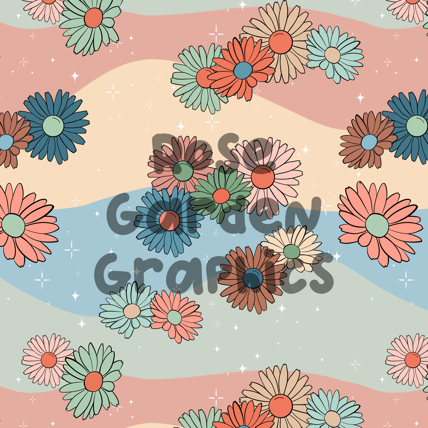 Floral Vintage Vans Seamless Image