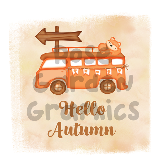 Foxy Fall "Hello Autumn" PNG