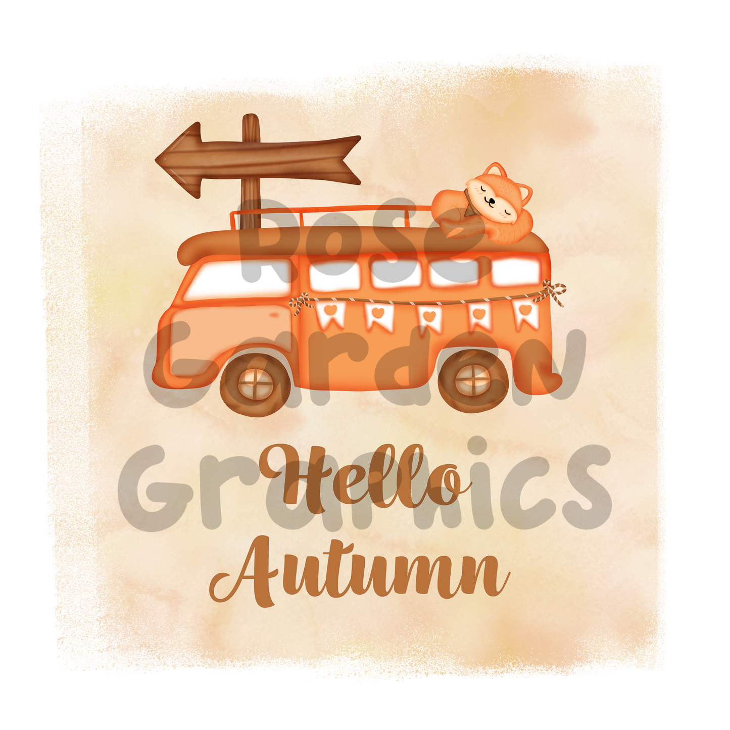 Foxy Fall "Hello Autumn" PNG