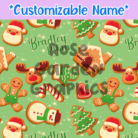 Gingerbread Buddies Green Custom Name Seamless File ($5 per name file)
