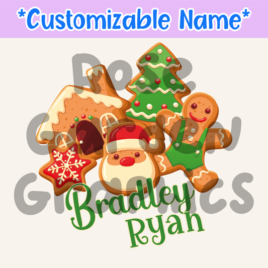 Gingerbread Buddies Green Custom Name PNG ($5 per name file)