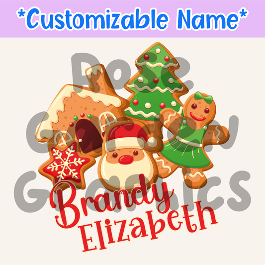 Gingerbread Buddies Pink Custom Name PNG ($5 per name file)