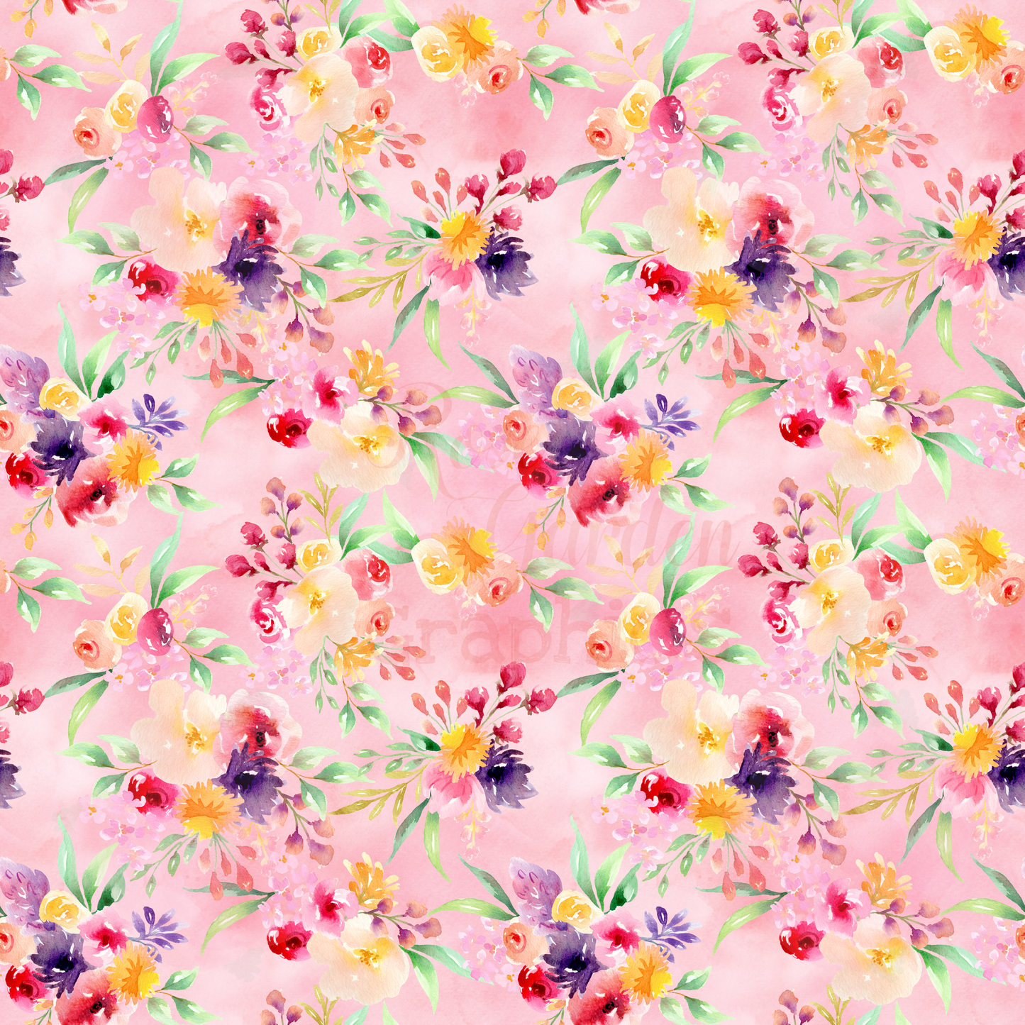 Watercolor Floral 1 Seamless Image