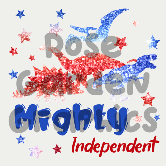 Glitter Dinos (Red, White, and Blue) "Mighty Independent" PNG