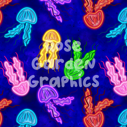 Glow Jellyfish Seamless Image