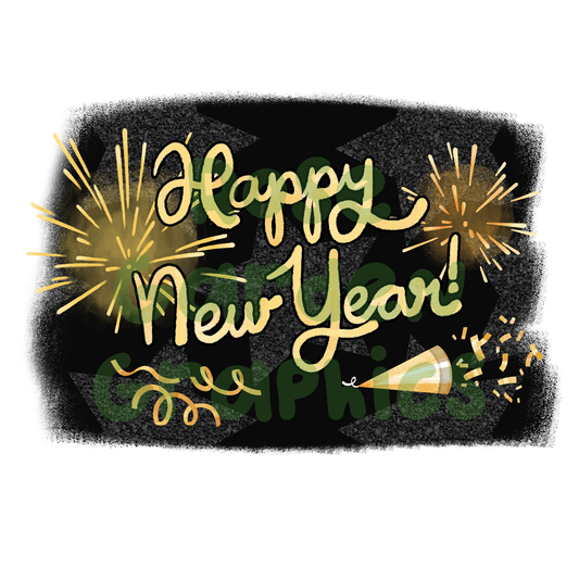 Golden New Year "Happy New Year" PNG