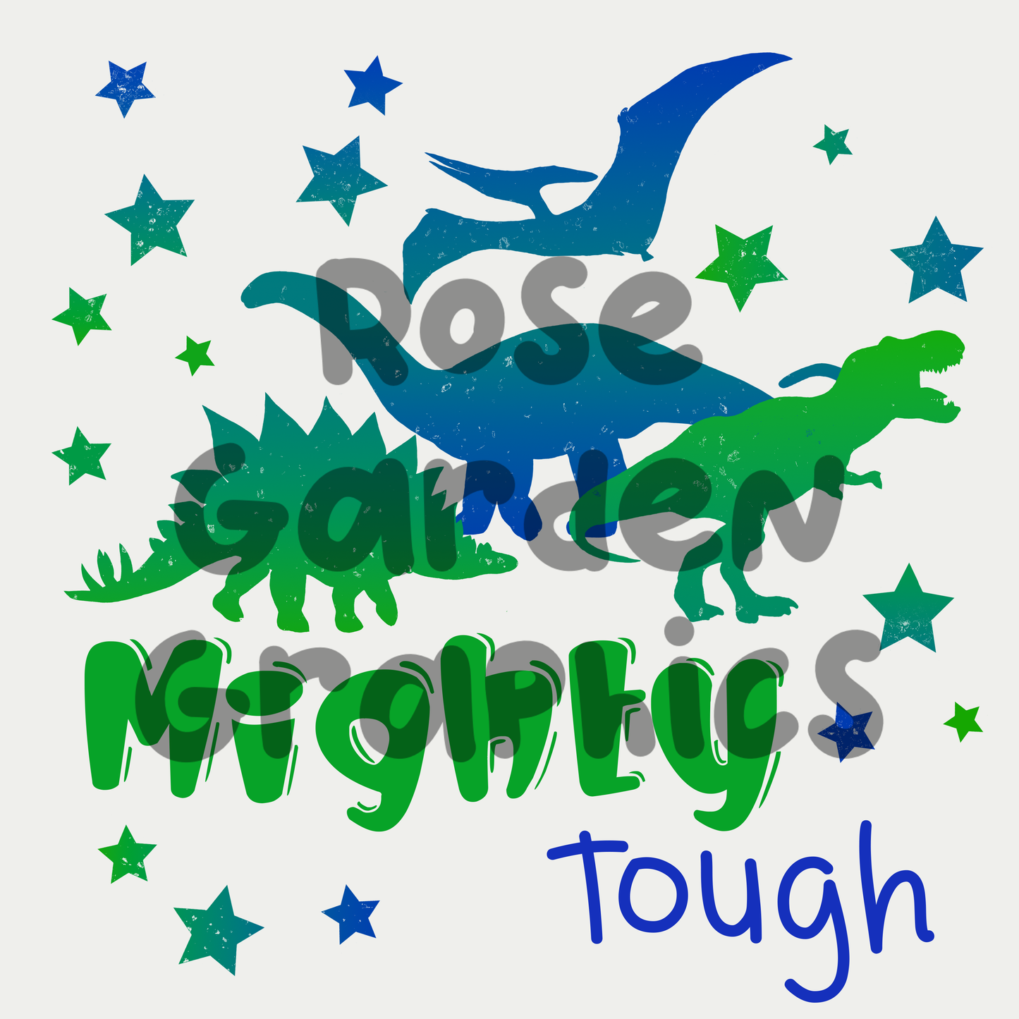 Gradient Dinos (Blue and Green) "Mighty Tough" PNG