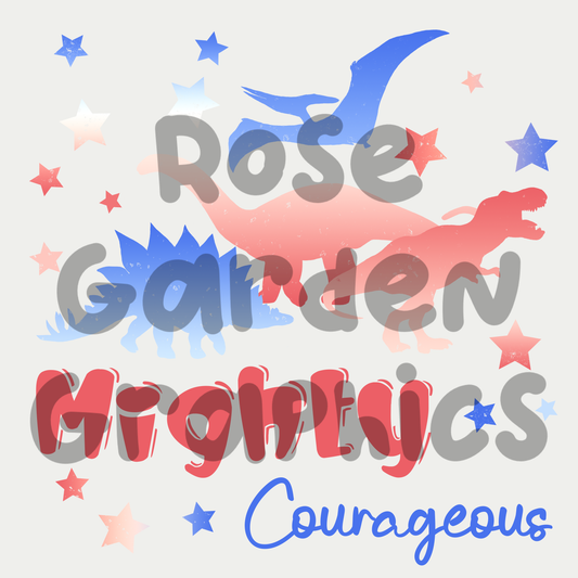 Gradient Dinos (Red, White, and Blue) "Mighty Courageous" PNG
