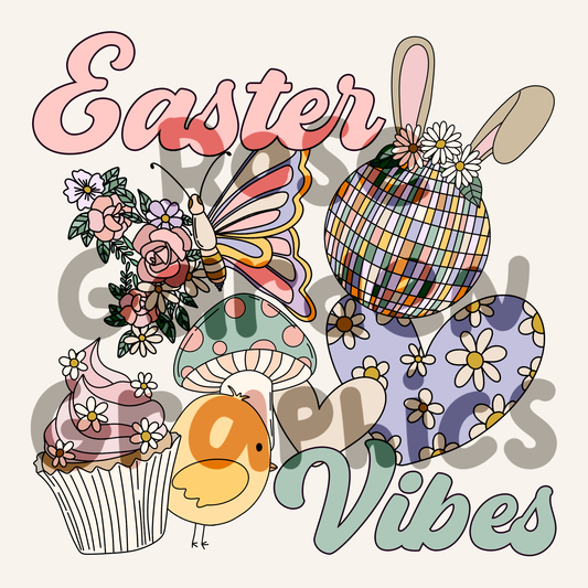 Groovy Easter "Easter Vibes" PNG