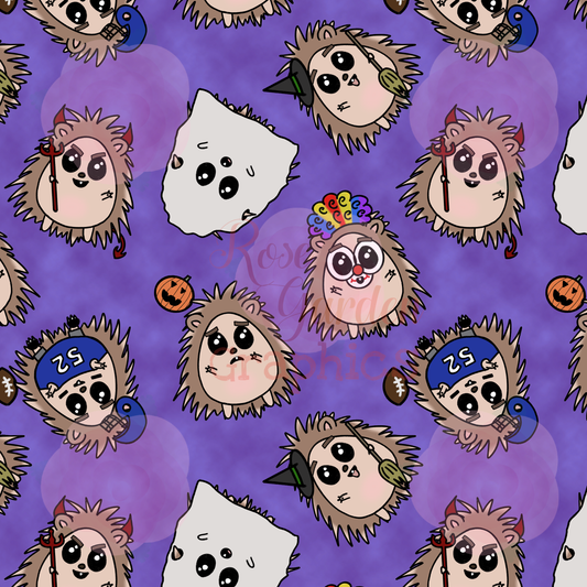 Halloween Hedgehogs Seamless Image