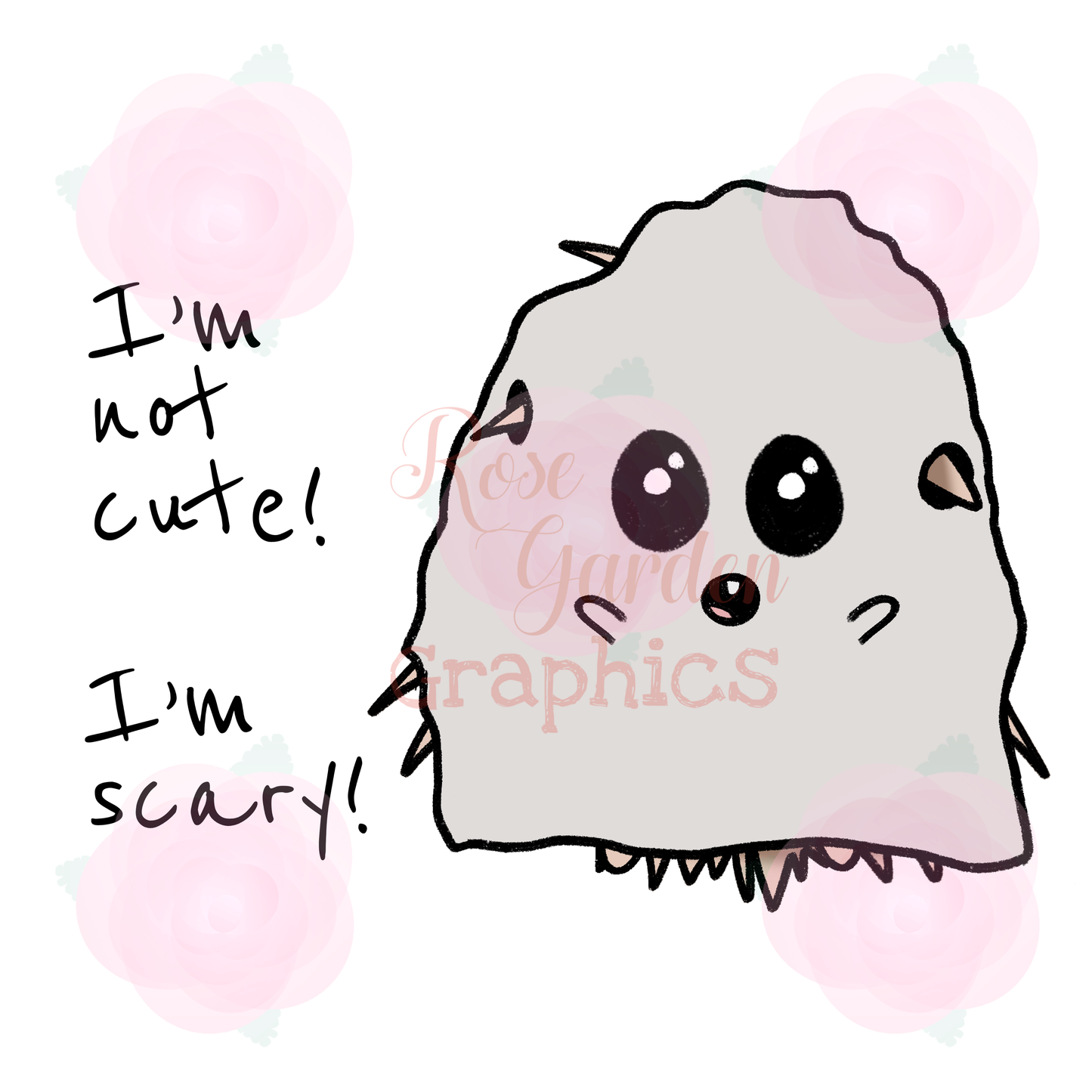 Halloween Hedgehogs Ghost "I'm Not Cute! I'm Scary!" PNG