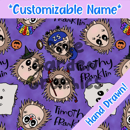 Halloween Hedgehogs Custom Name Seamless File ($5 per name file)