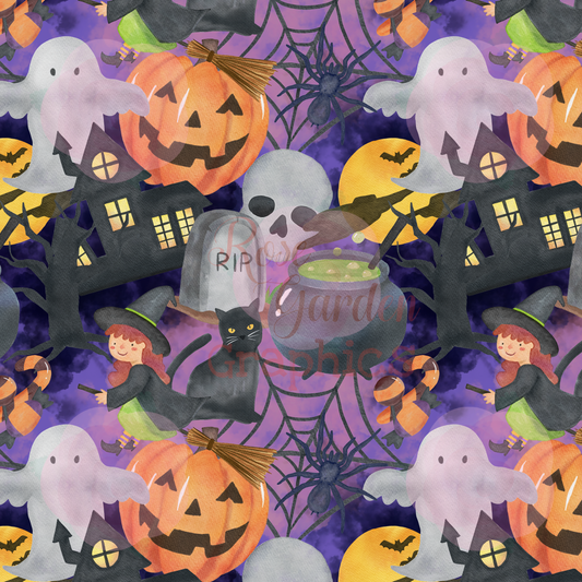 Halloween Smoky Collage Seamless Image
