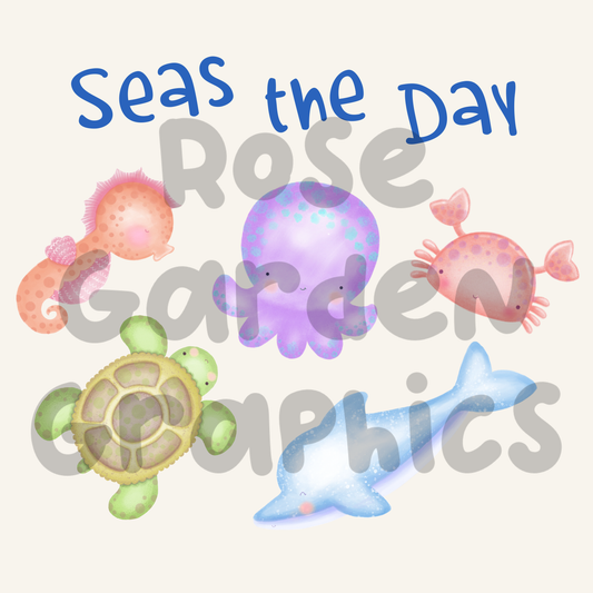 Happy Sea Creatures "Seas the Day" PNG