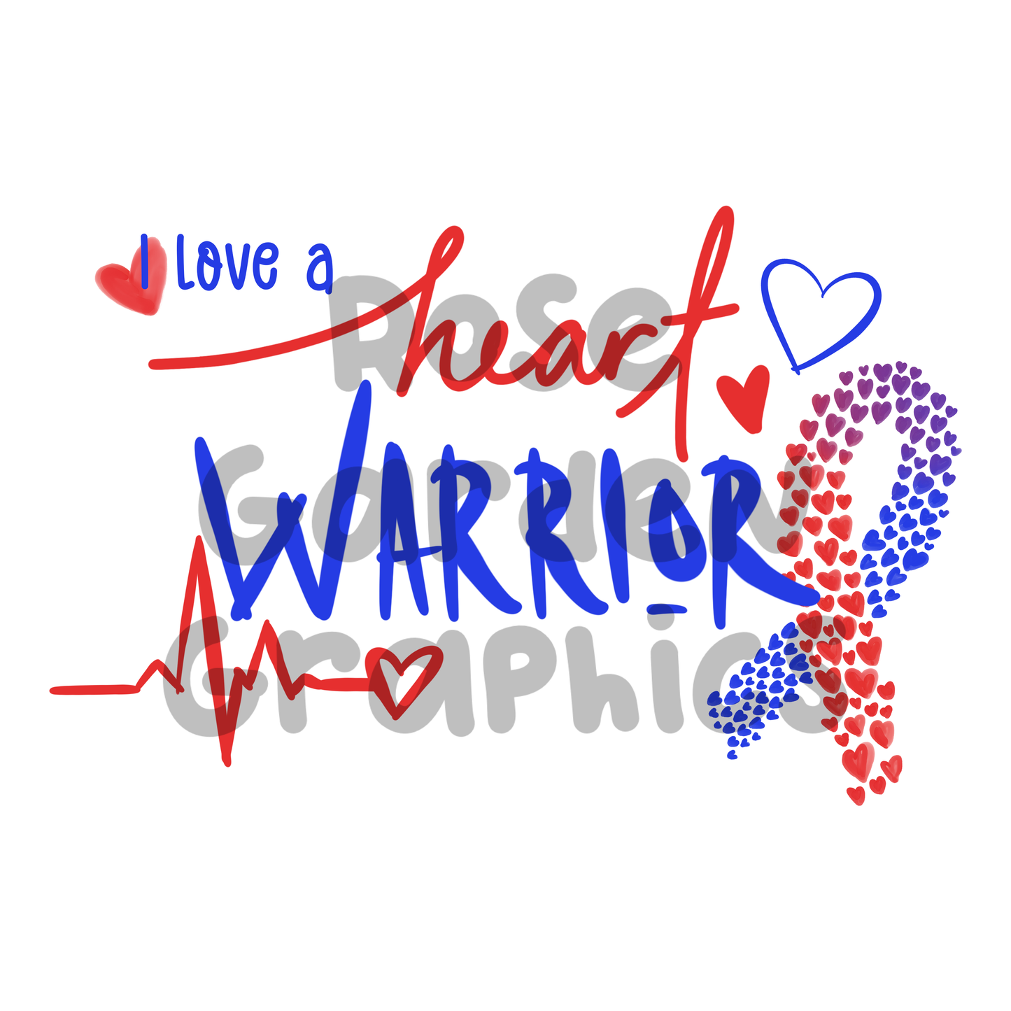 Paquete de 3 PNG de concienciación sobre enfermedades coronarias "Heart Warrior"