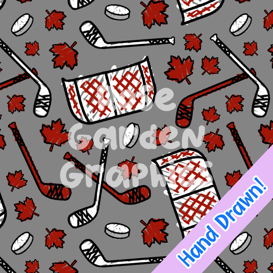 Hockey Crayon (Canadian) Seamless Image