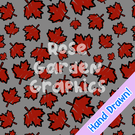 Hockey Crayon (Canadian) Maple Leaves Coordinating Seamless Image