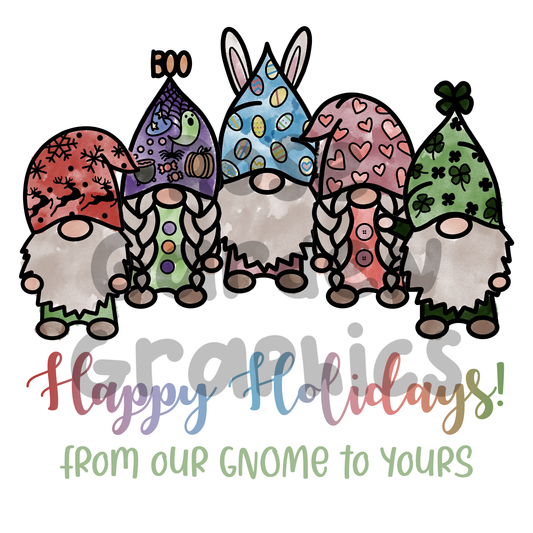 Holiday Gnomes "Happy Holidays! From Our Gnome to Yours" PNG