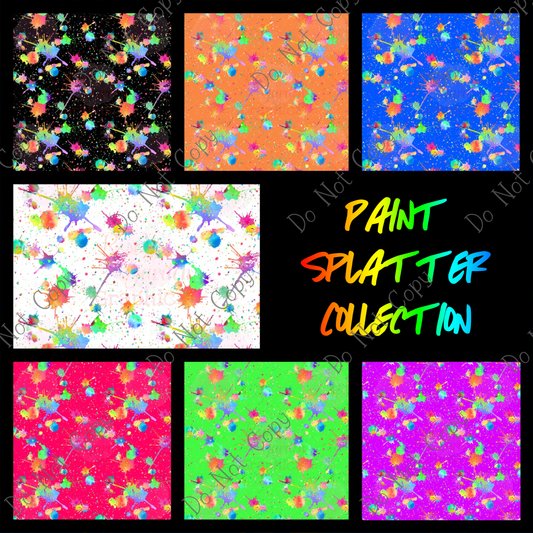 Neon Splatter Paint Spots Seamless Image Collection