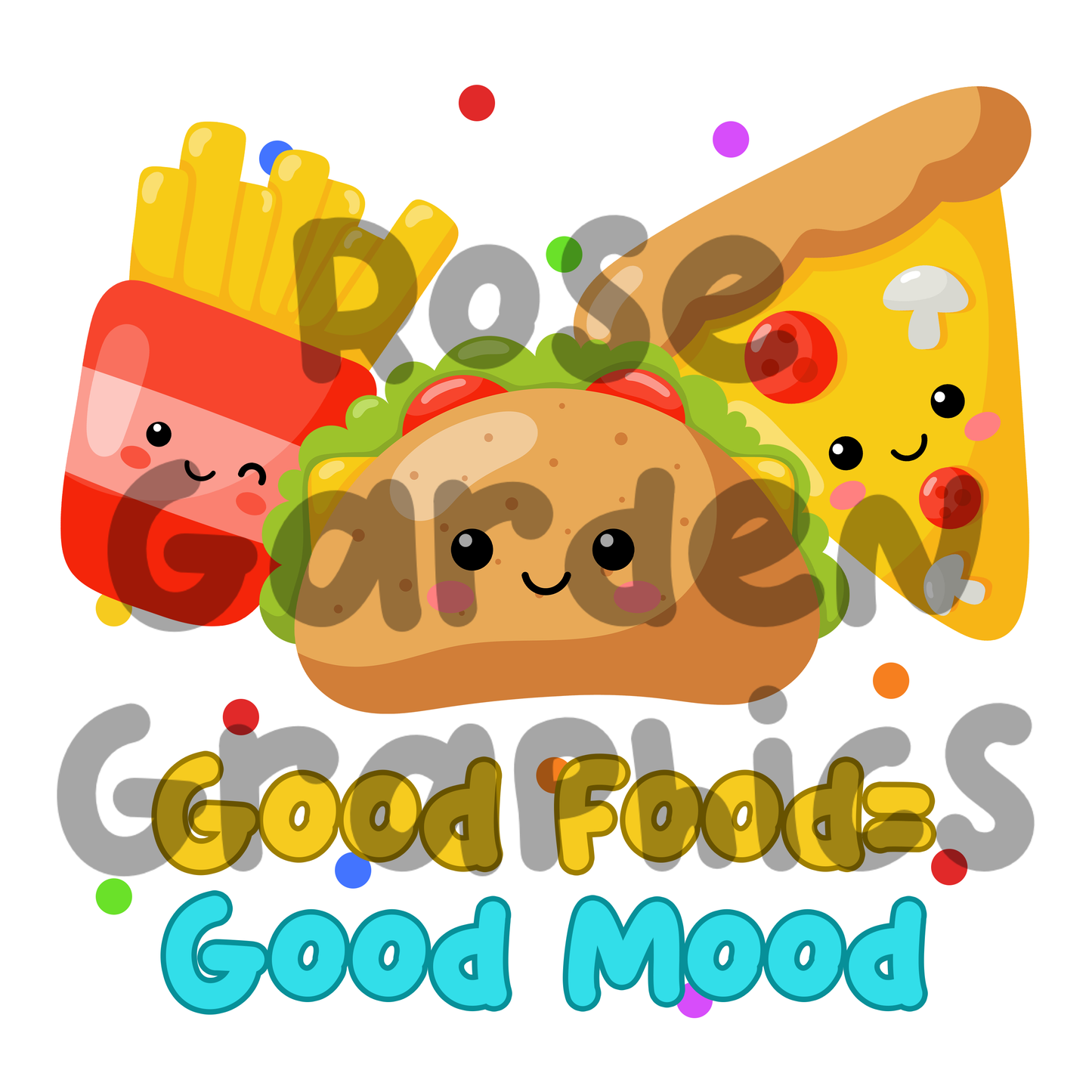 Alimentos Kawaii "Buena Comida = Buen Humor" PNG