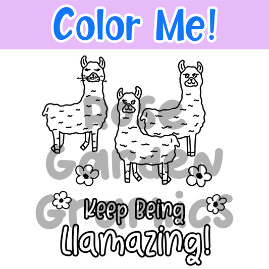 Llama Floral 'Color Me' "Keep Being Llamazing" PNG