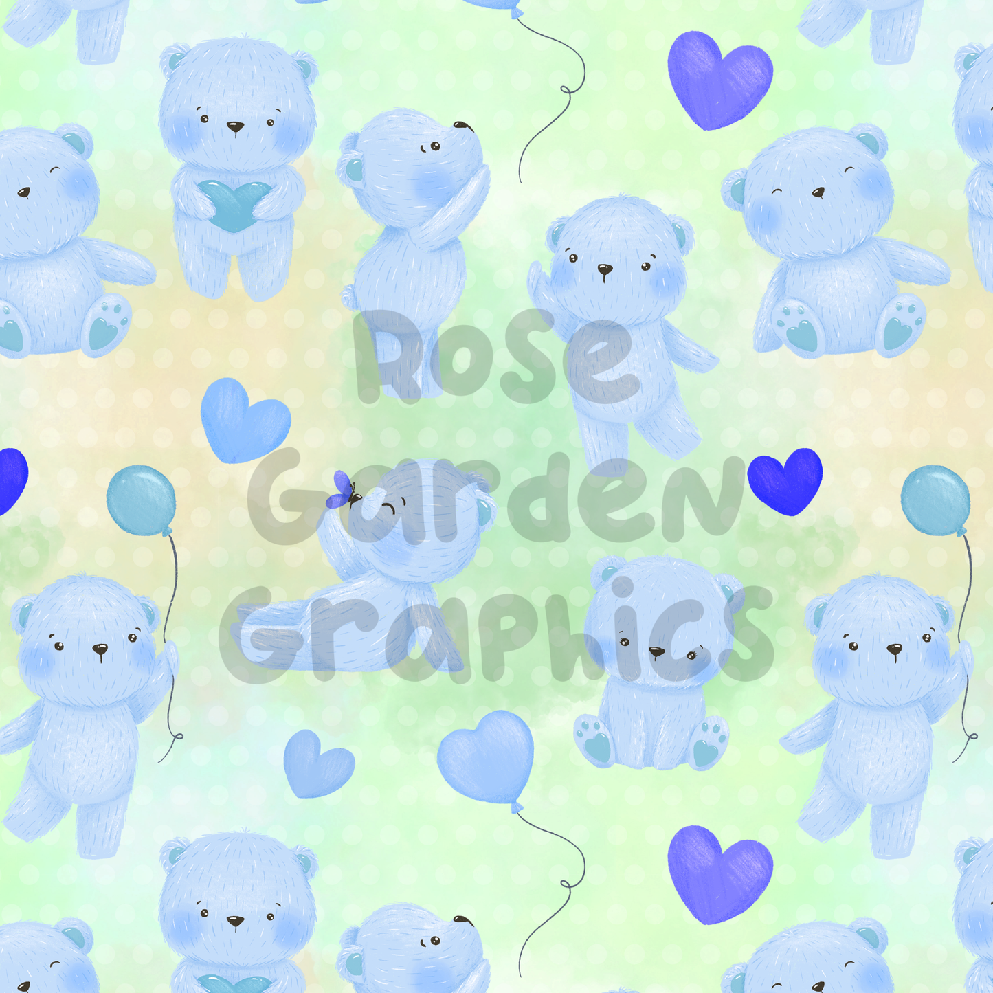 Love Bears (Blue) Seamless Image