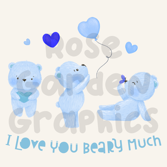 Love Bears (Blue) "I Love You Beary Much" PNG