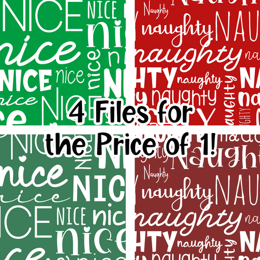 Naughty and Nice Words 4 Seamless Images Bundle