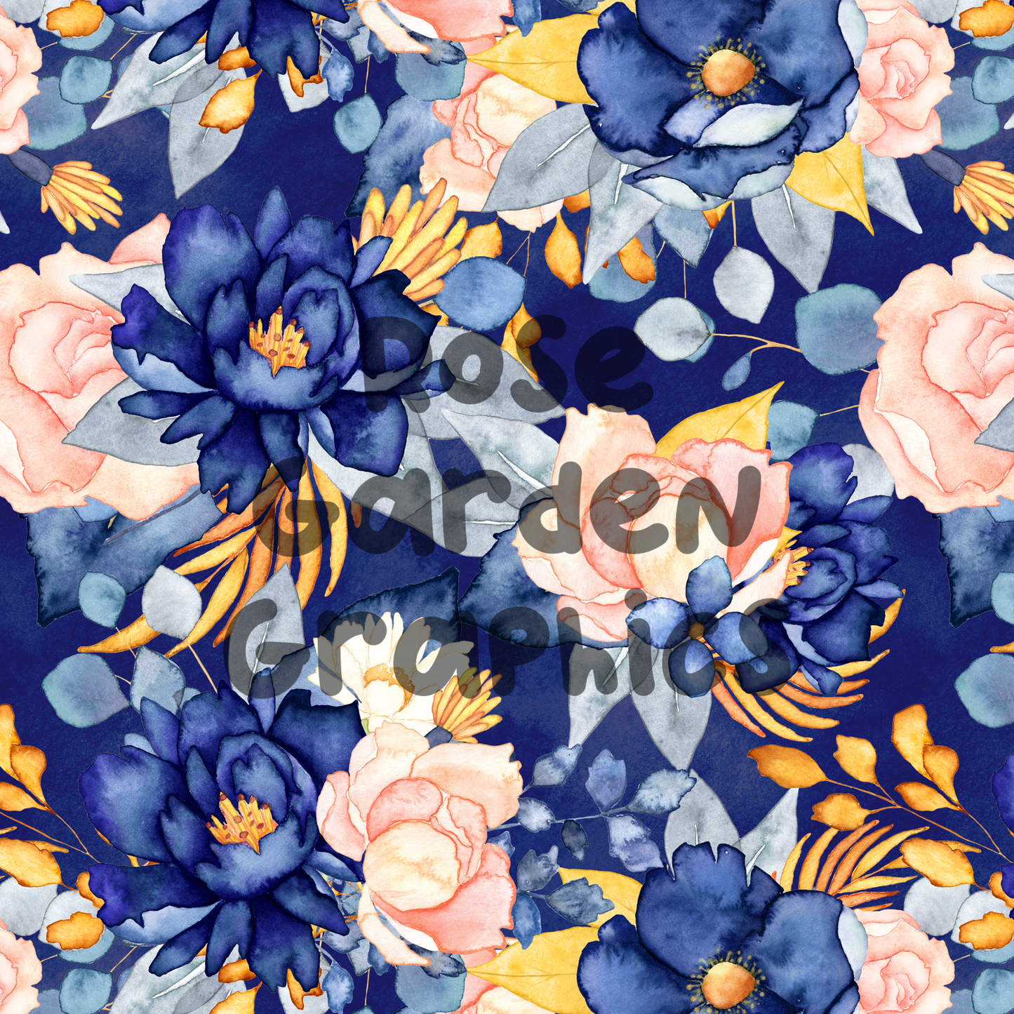 Navy Blush Floral Seamless Image