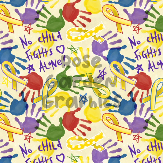 Childhood Cancer Awareness "No Child Fights Alone" Seamless Image
