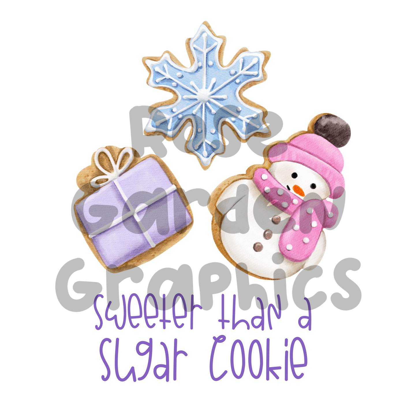 Pastel Christmas Cookies "Sweeter Than a Sugar Cookie" PNG