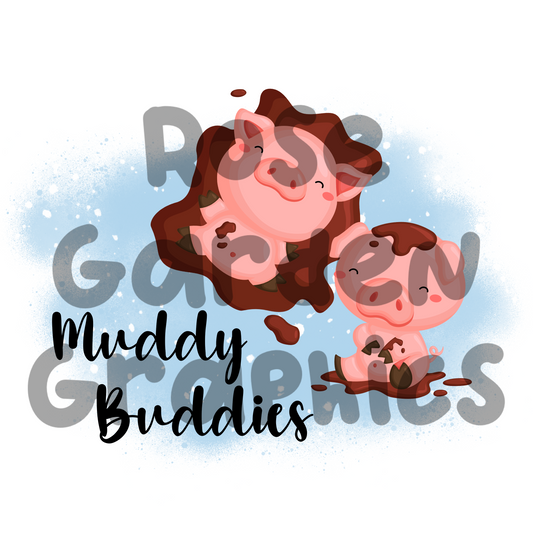 Pigs Cute "Muddy Buddies" PNG