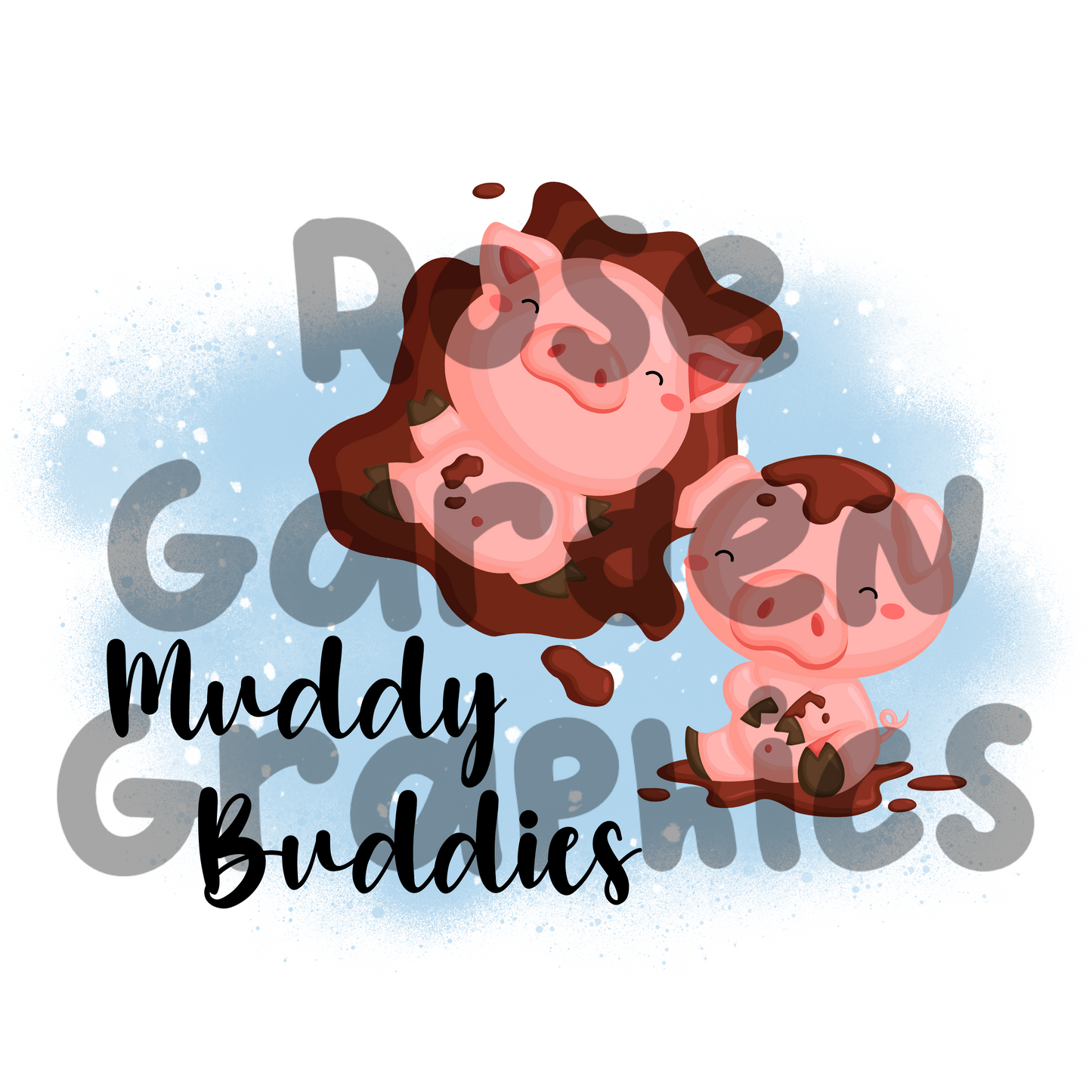 Pigs Cute "Muddy Buddies" PNG