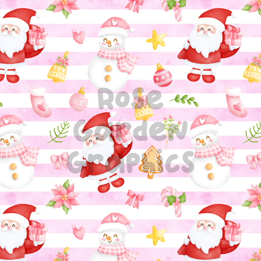 Watercolor Pink Christmas Seamless Image