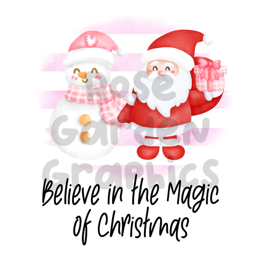 Watercolor Pink Christmas "Believe in the Magic of Christmas" PNG