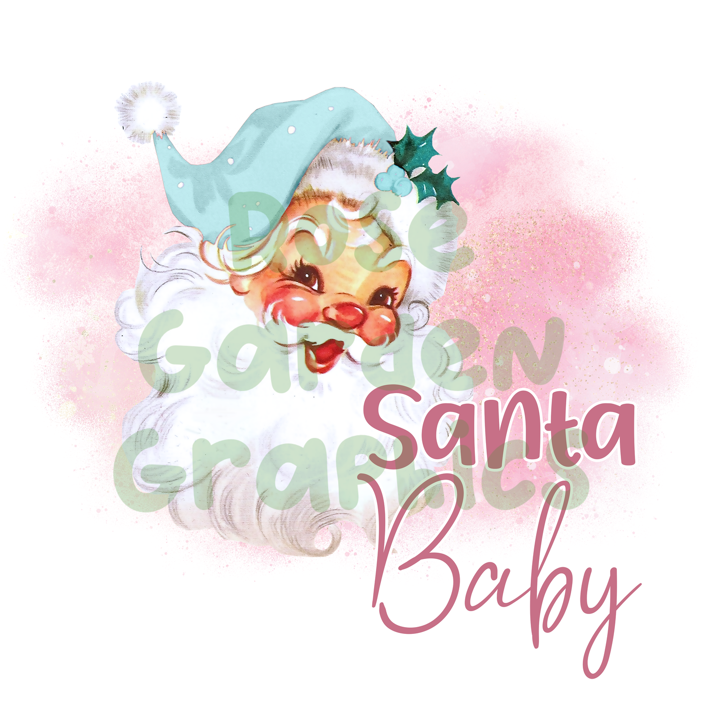 Pink Vintage Santa "Santa Baby" PNG