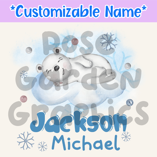 Polar Bear Fun Custom Name Seamless PNG ($5 per name file)
