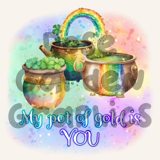 Pot of Gold Rainbow Watercolor "My Pot of Gold is You" PNG