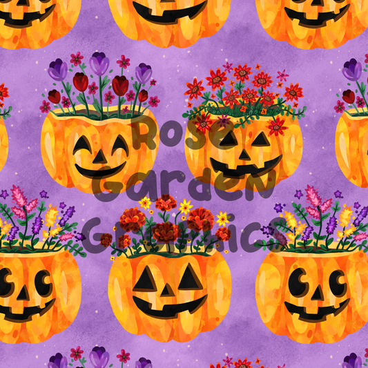 Pumpkin Flower Pots Seamless Image