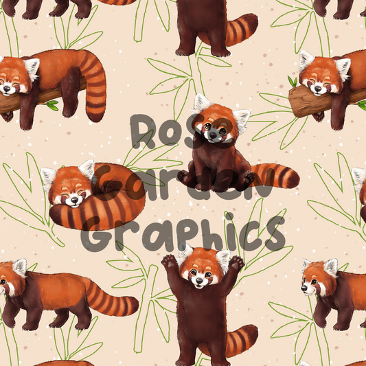 Red Pandas Seamless Image